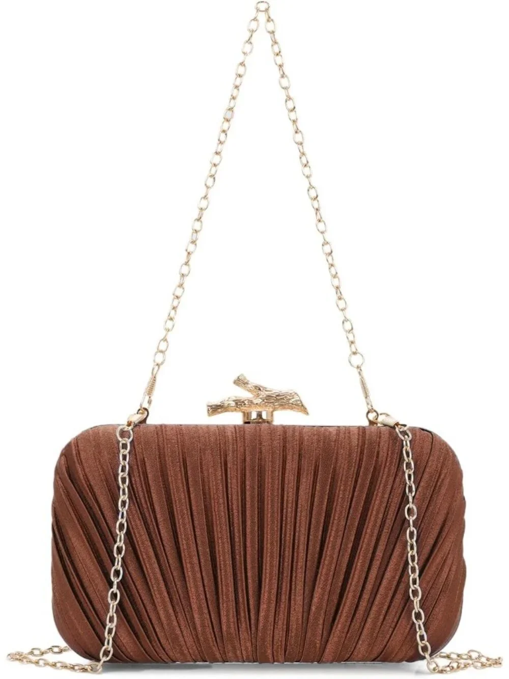 👜 Women's Coffee Evening Bag Pleated Clutch Bag with Chain for Wedding Party